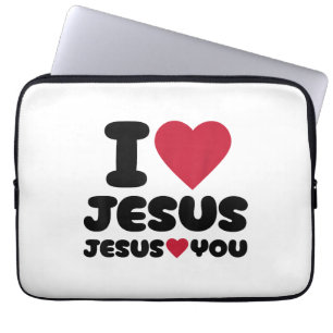 I Love Jesus and Jesus Loves You Christian Laptop Sleeve