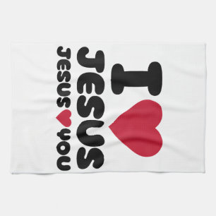 I Love Jesus and Jesus Loves You Christian Tea Towel