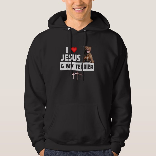 I Love Jesus and My American Staffordshire Terrier Hoodie (Front)