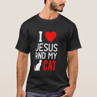 I Love Jesus And My Cat Christian Cat Lover T-Shirt