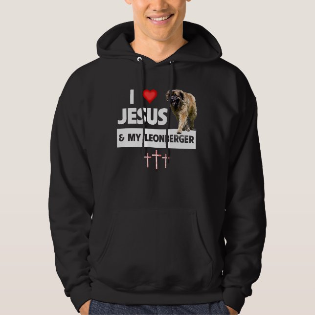 I Love Jesus and My Leonberger German Dog Mom Dad  Hoodie (Front)