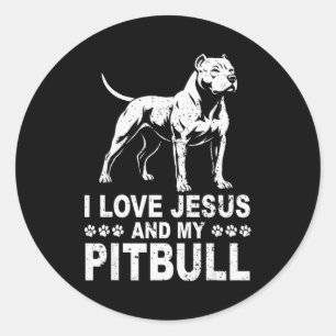 I Love Jesus And My Pitbull  Classic Round Sticker