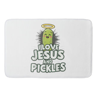 I Love Jesus And Pickles Bath Mat