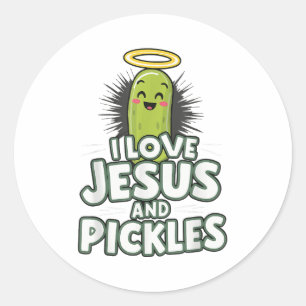 I Love Jesus And Pickles Classic Round Sticker