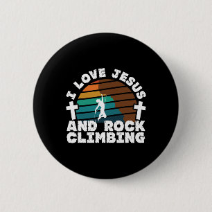 I Love Jesus And Rock Climbing Christian Faith Fit 6 Cm Round Badge