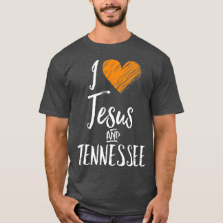 I Love Jesus And Tennessee  Orange Heart Cute T-Shirt