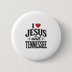I Love Jesus and Tennessee Vintage Christian Desig 6 Cm Round Badge