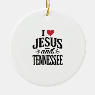 I Love Jesus and Tennessee Vintage Christian Desig Ceramic Ornament
