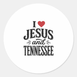 I Love Jesus and Tennessee Vintage Christian Desig Classic Round Sticker