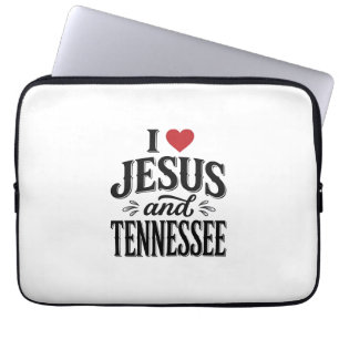 I Love Jesus and Tennessee Vintage Christian Desig Laptop Sleeve