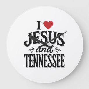 I Love Jesus and Tennessee Vintage Christian Desig Large Clock