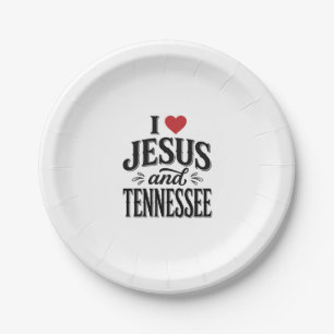 I Love Jesus and Tennessee Vintage Christian Desig Paper Plate