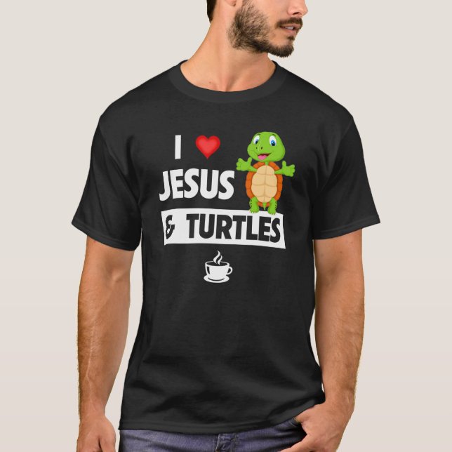 I Love Jesus and Turtles Christian Church Tortoise T-Shirt (Front)