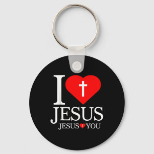 I Love Jesus Christian Cross God Faith Bible Relig Key Ring
