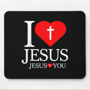 I Love Jesus Christian Cross God Faith Bible Relig Mouse Pad
