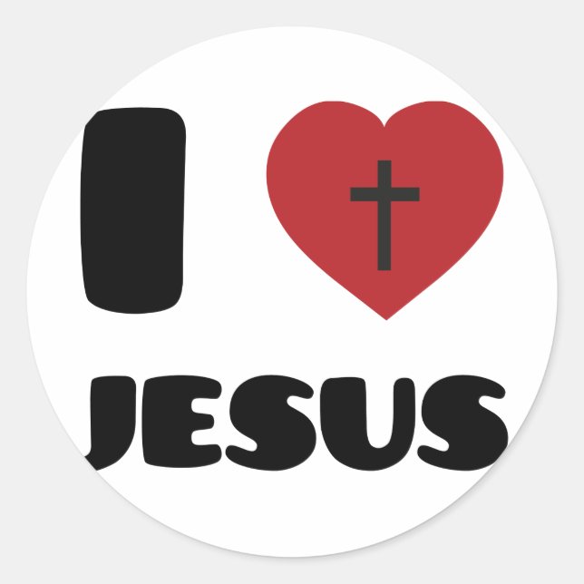 I Love Jesus Classic Round Sticker (Front)