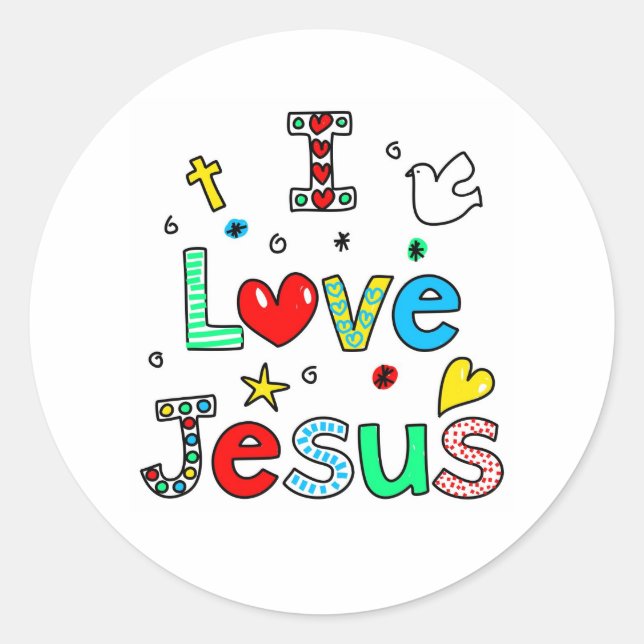 I Love Jesus Classic Round Sticker (Front)