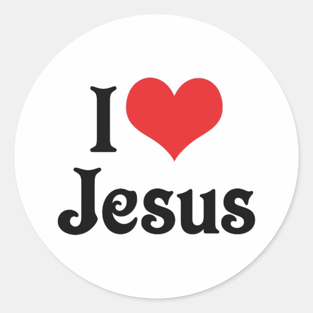 I Love Jesus Classic Round Sticker (Front)