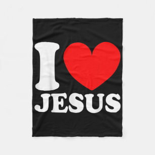 I Love Jesus Cute Religious Christian Religious Fleece Blanket