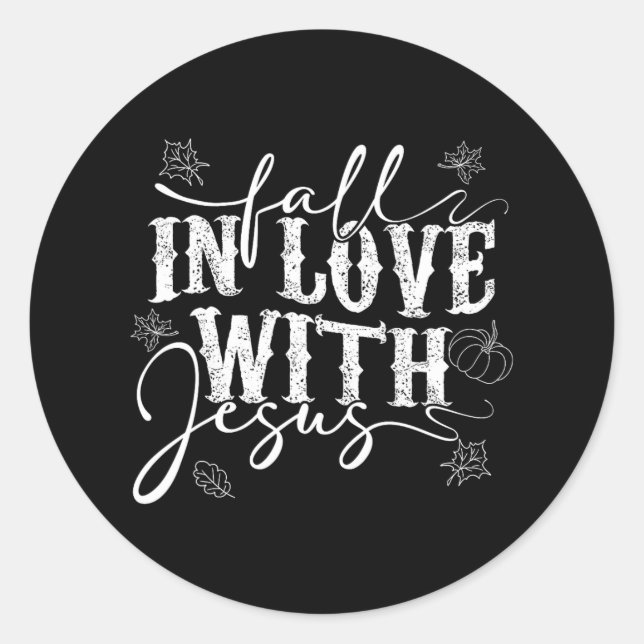 I Love Jesus Fall Leaves And Pumpkin Autumn Thanks Classic Round Sticker (Front)