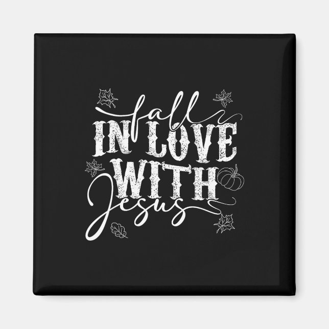 I Love Jesus Fall Leaves And Pumpkin Autumn Thanks Magnet (Front)