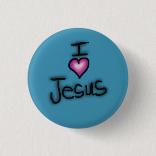 I Love Jesus I Heart Jesus Blue 3 Cm Round Badge