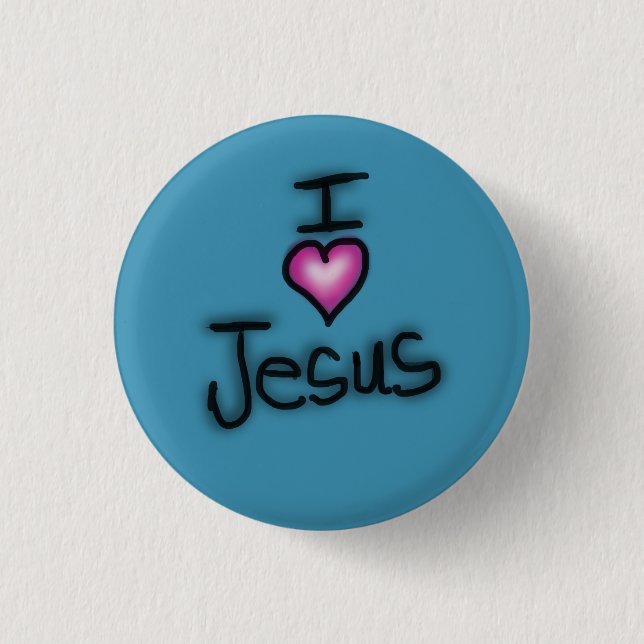 I Love Jesus I Heart Jesus Blue 3 Cm Round Badge (Front)