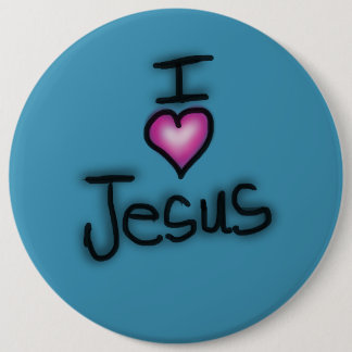 I Love Jesus I Heart Jesus Blue 6 Cm Round Badge