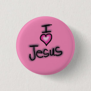 I Love Jesus I Heart Jesus Pink 3 Cm Round Badge