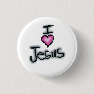I Love Jesus I Heart Jesus White  3 Cm Round Badge