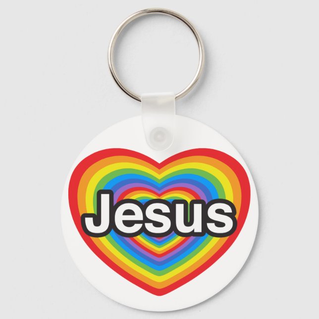 I love Jesus. I love you Jesus. Heart Key Ring (Front)