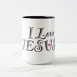 I Love Jesus Inspirational Quote Two-Tone Coffee Mug