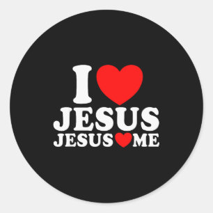 I Love Jesus Jesus Loves Me Christian Faith Church Classic Round Sticker