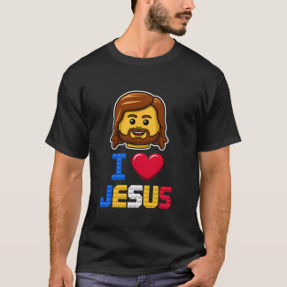 I Love Jesus Master Builder Building Bricks Blocks T-Shirt