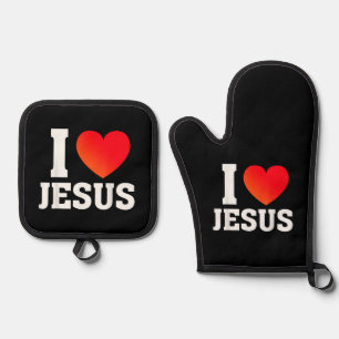 I Love Jesus Oven Mitt & Pot Holder Set