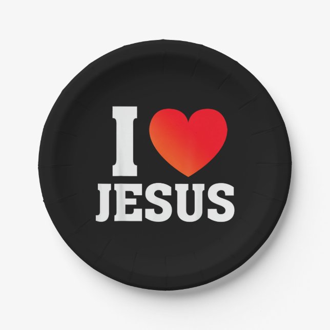 I Love Jesus Paper Plate (Front)