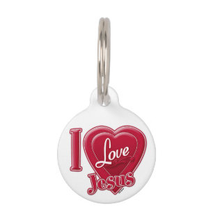 I Love Jesus Red Heart Pet Tag