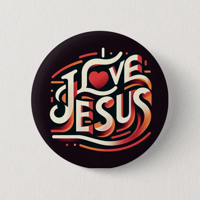I Love Jesus Religious Christian 6 Cm Round Badge (Front)