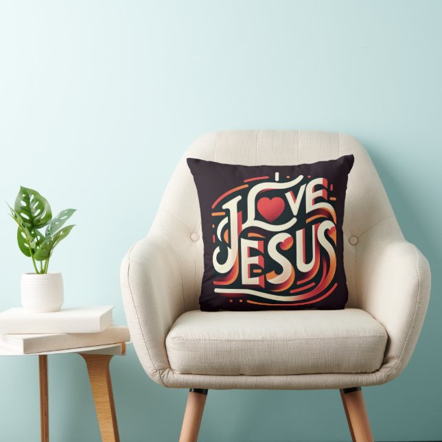 I Love Jesus Retro Christian Cushion (Chair)