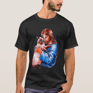 I Love Jesus & Siamese Cat Funny Christian God Ble T-Shirt