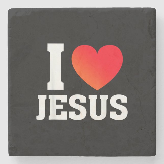 I Love Jesus Stone Coaster (Front)