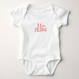 I Love Jesus Turquoise Heart  Baby Bodysuit