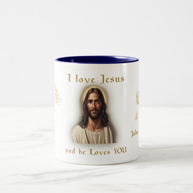 I love Jesus Two-Tone Coffee Mug (Center)
