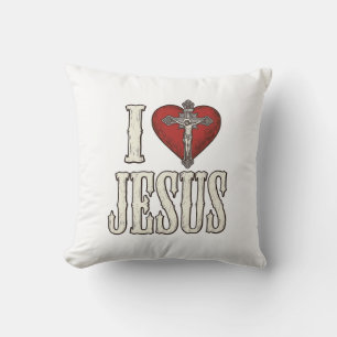I Love Jesus Vintage Engraving Faith Shirt Design_ Cushion