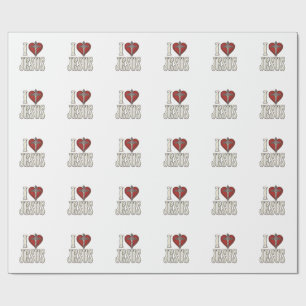 I Love Jesus Vintage Engraving Faith Shirt Design_ Wrapping Paper