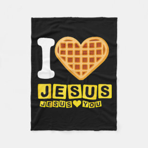 I Love Jesus Waffle Heart Fleece Blanket