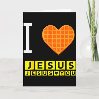 I Love Jesus Waffle Heart Funny Christian Breakfas Card