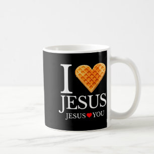 I Love Jesus Waffle Heart Funny Christian Breakfas Coffee Mug