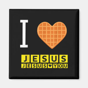 I Love Jesus Waffle Heart Funny Christian Breakfas Magnet
