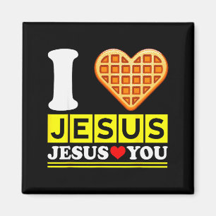 I Love Jesus Waffle Heart Funny Christian Breakfas Magnet
